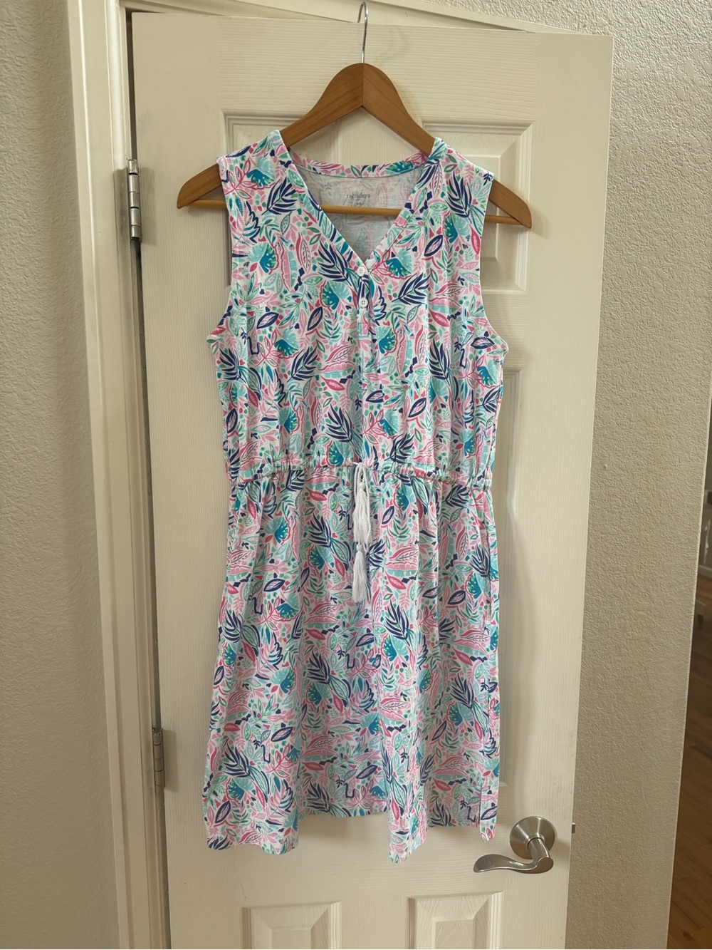 Talbots Pink, Teal & Navy Floral Drawstring Sundress